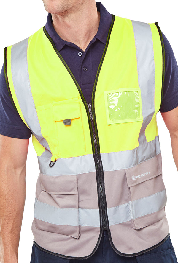 Beeswift Hi Vis Two Tone Executive Waistcoat EN ISO 20471 Class 1 100% Polyester