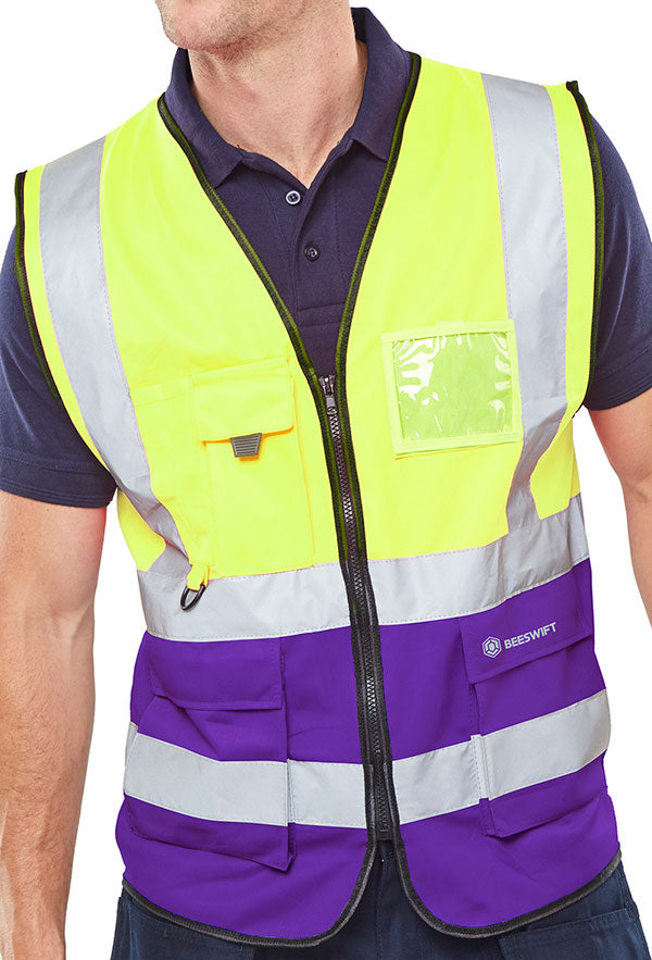 Beeswift Hi Vis Two Tone Executive Waistcoat EN ISO 20471 Class 1 100% Polyester