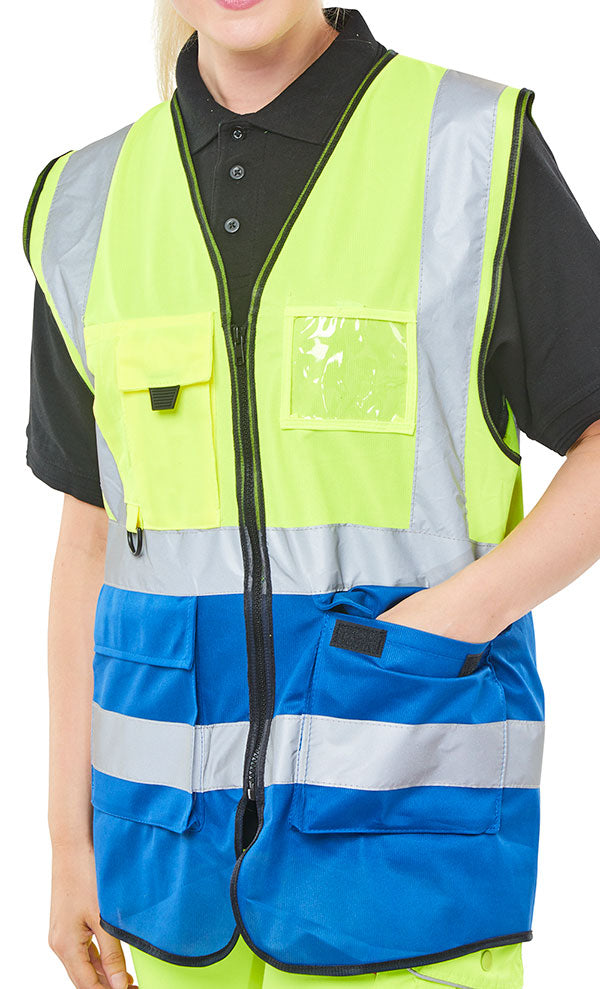 Beeswift Hi Vis Two Tone Executive Waistcoat EN ISO 20471 Class 1 100% Polyester