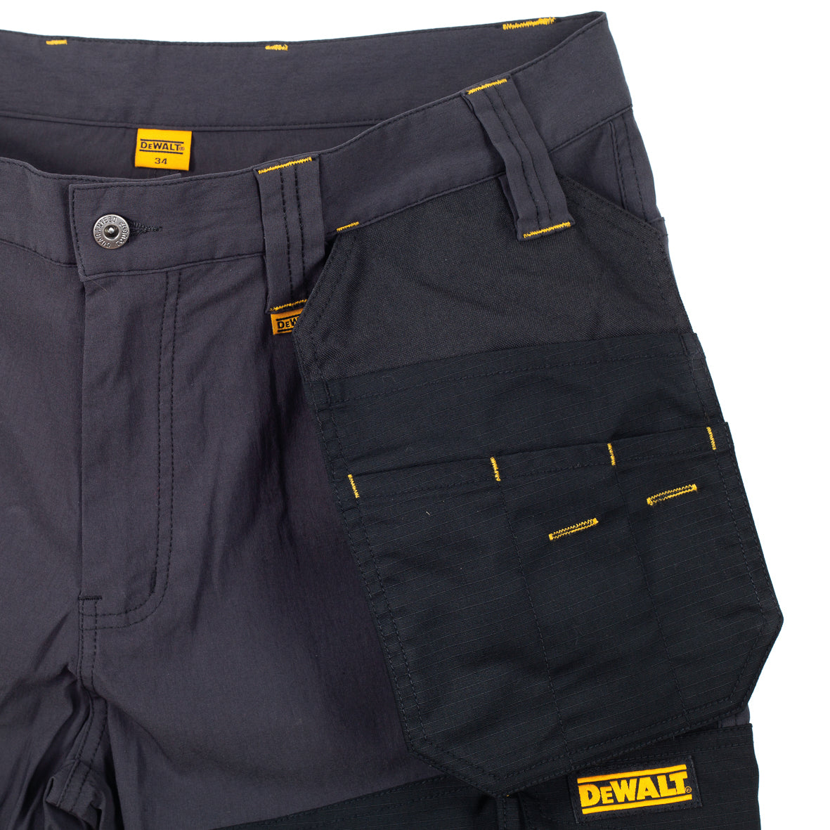 DeWalt Hamden Holster Work Shorts Grey Black Twin Pockets Comfortable Durable