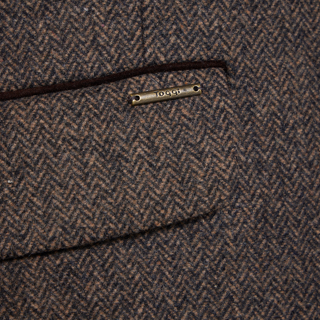 Toggi Harvard Tweed Jacket UK Made Italian Cloth Paisley Lining Horn Buttons