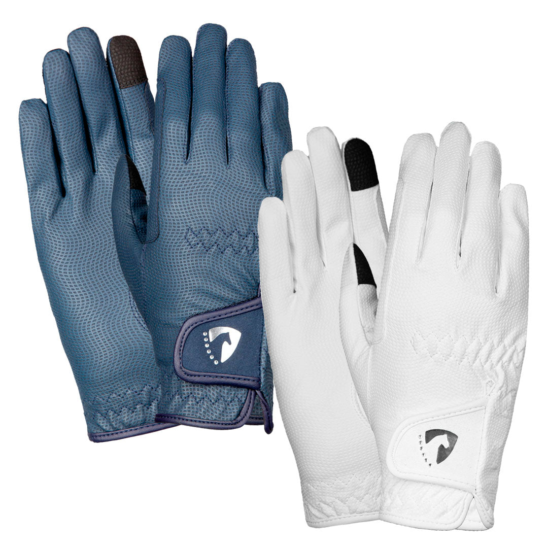 HY Equestrian Sparkle Ladies Riding Gloves with Touch Screen Fingertips