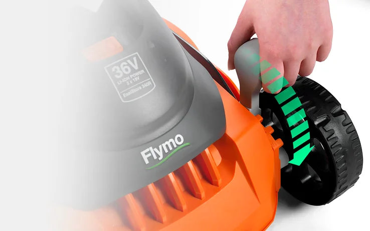 Flymo 36V EasiStore 340R Battery Lawn Mower 34cm with Rear Roller & Storage
