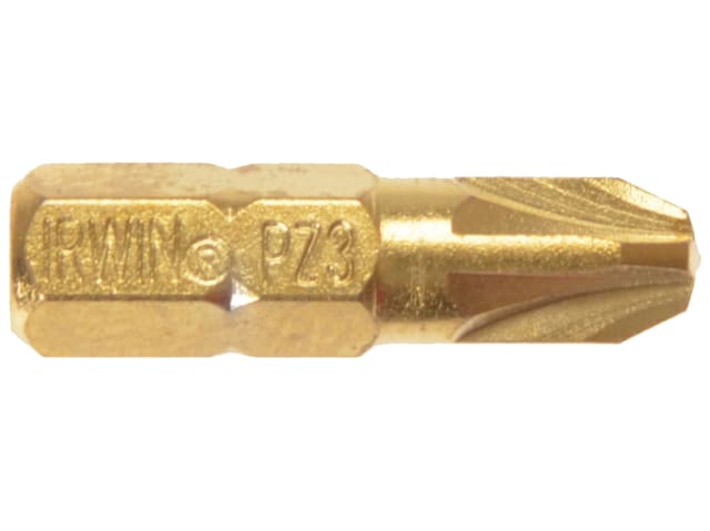 IRWIN Screwdriver Bits PZ3 25mm Titanium Coated S2 Steel Pack of 10