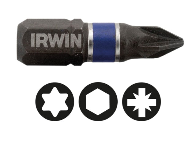 IRWIN Impact Screwdriver Bits PZ1 25mm Pack of 2 High Torque Durable Steel