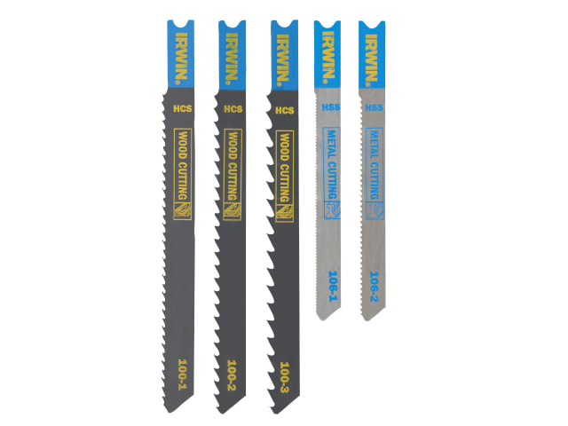 IRWIN HCS HSS U-Shank Jigsaw Blade Set 5 Piece Wood Metal Cutting Blades