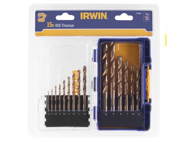 IRWIN HSS Titanium Metal Drill Bit Set 15 Piece 1.5-10mm High Speed Steel