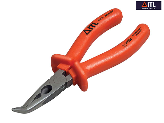 ITL 150mm Insulated Bent Nose Pliers with Cutter for Hard-to-Reach Areas