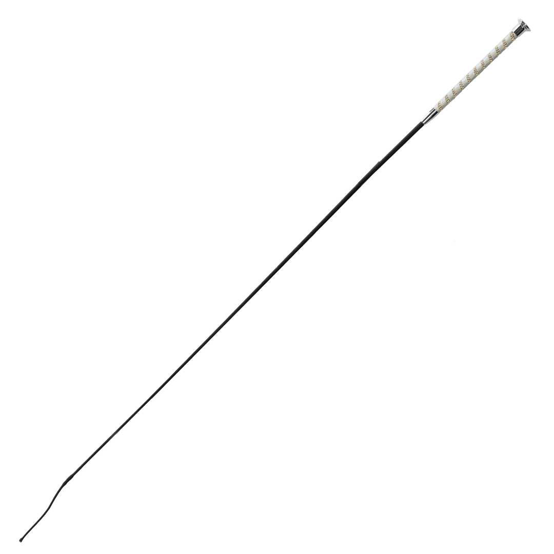 GS Equestrian Sparkle Dressage Whip with 11cm Flick #colour_white-silver