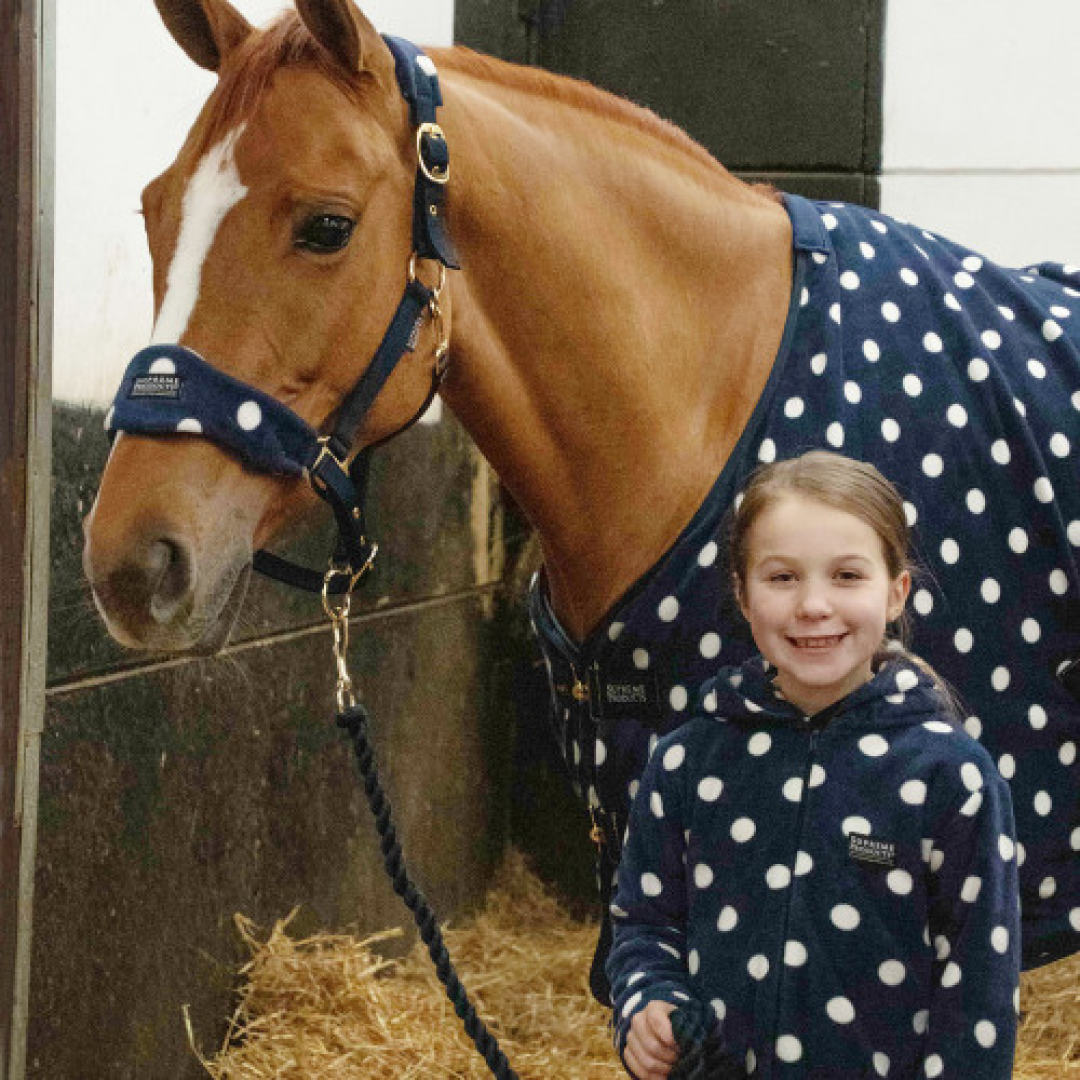 Supreme Products Dotty Fleece Head Collar & Lead Rope #colour_noble-navy