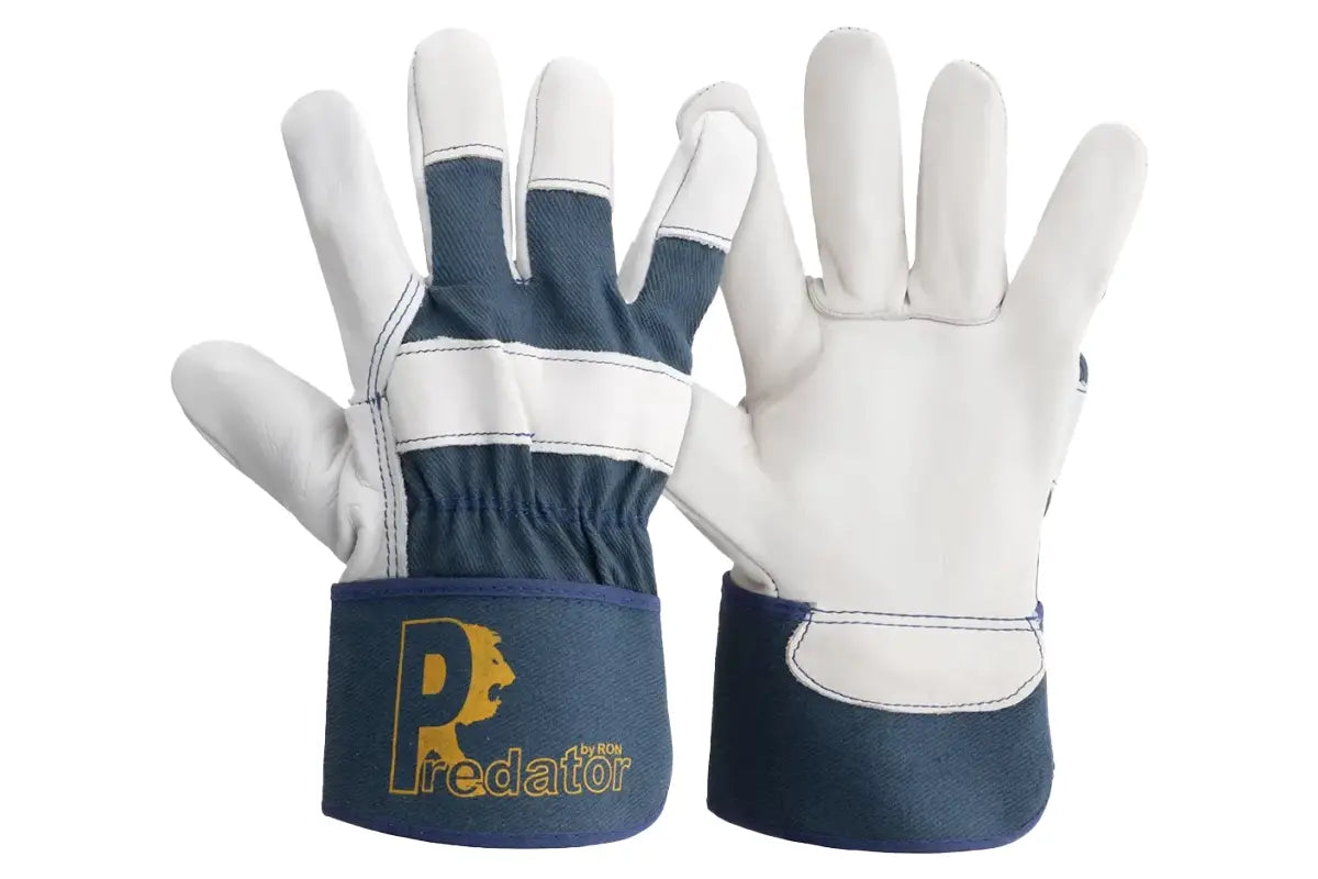 Predator Ivory Hide Rigger Gloves Heavy Duty Leather Rubber Cuff EN Standards