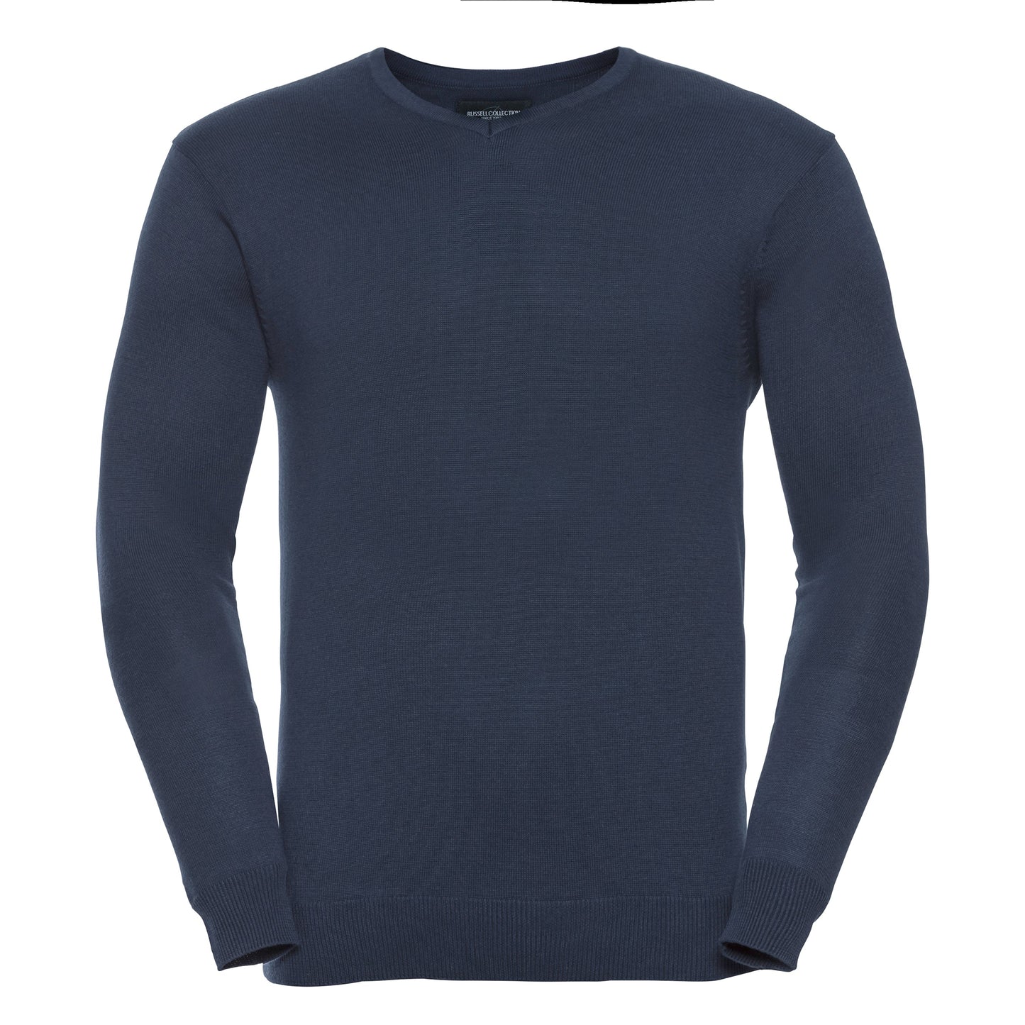 Russell Collection V-Neck Knitted Sweater Easy-Care Cotton Blend Various Sizes