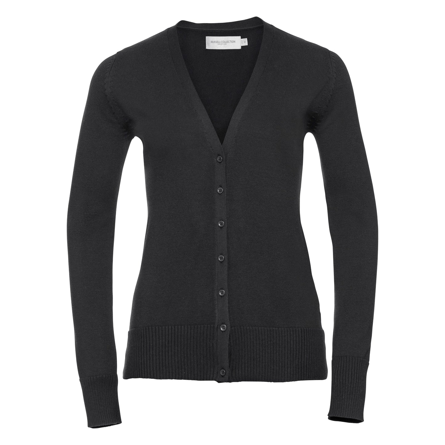 Russell Collection Women's V-Neck Knitted Cardigan Easy-Care Cotton Blend