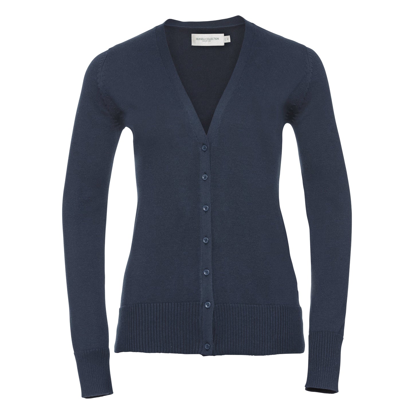 Russell Collection Women's V-Neck Knitted Cardigan Easy-Care Cotton Blend