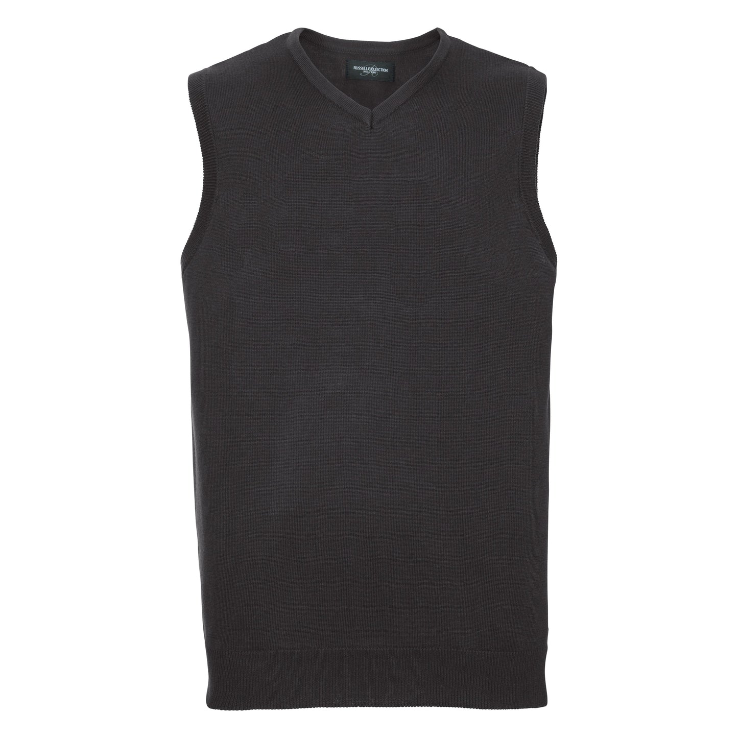Russell Collection V-Neck Sleeveless Knitted Sweater Easy-Care Cotton Blend