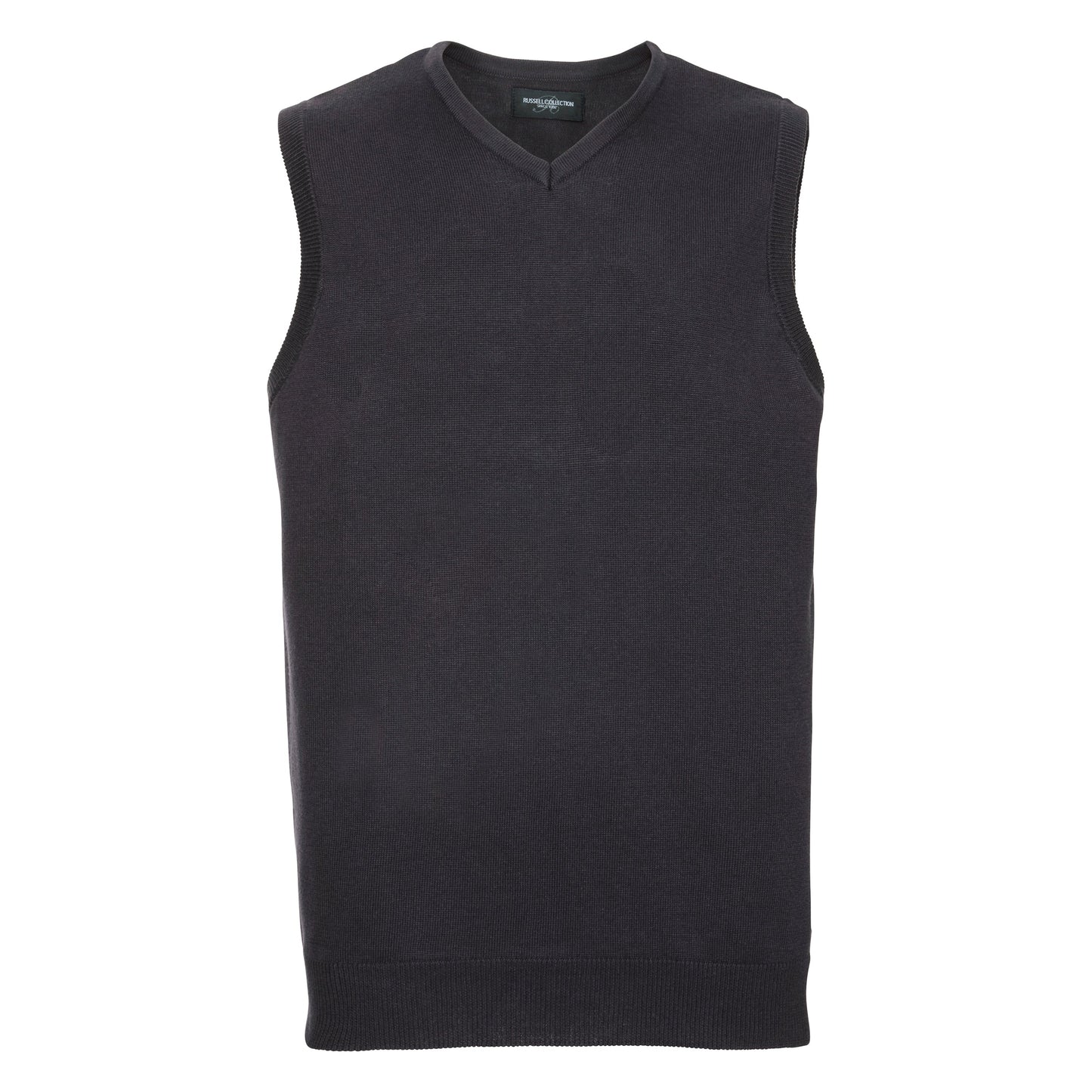Russell Collection V-Neck Sleeveless Knitted Sweater Easy-Care Cotton Blend
