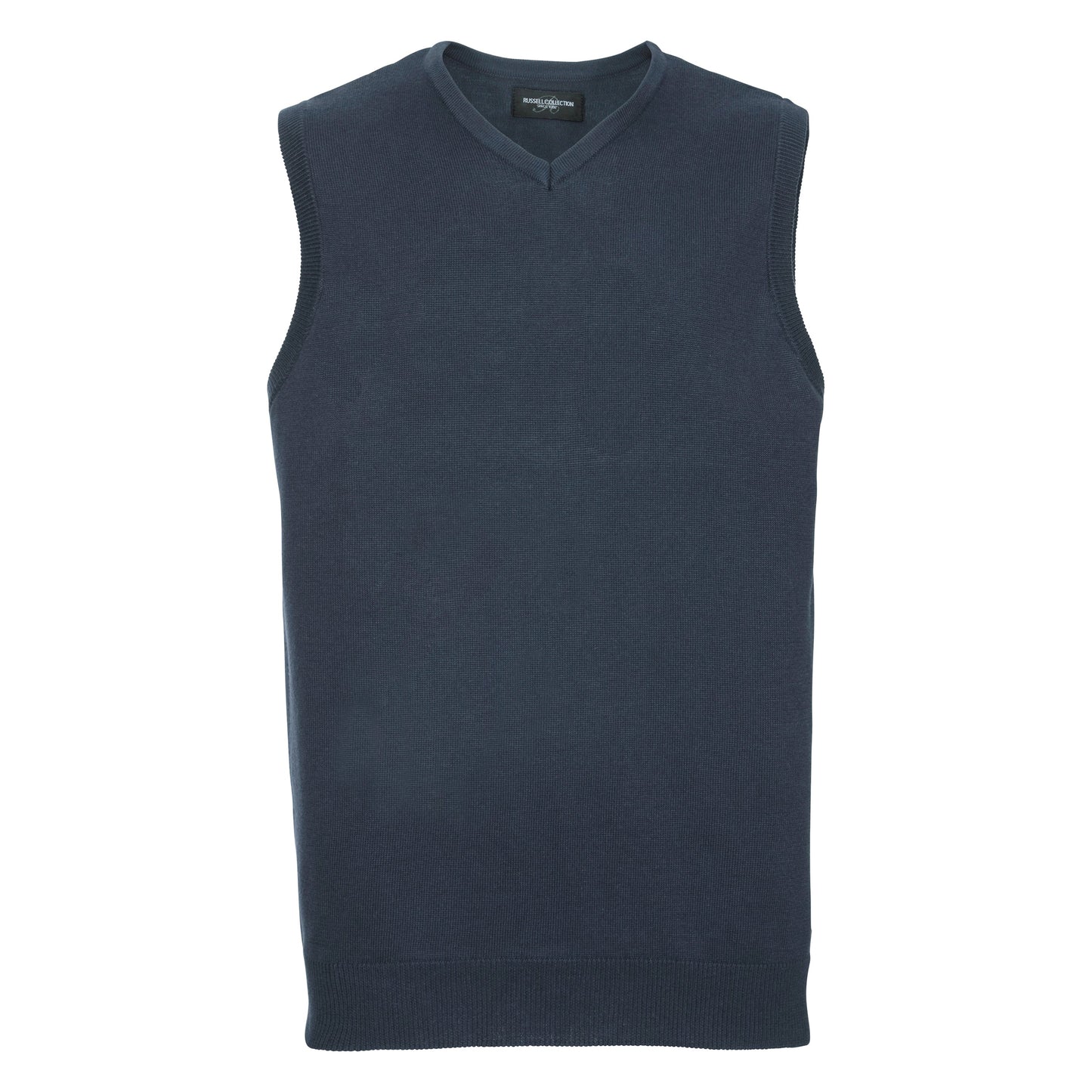 Russell Collection V-Neck Sleeveless Knitted Sweater Easy-Care Cotton Blend