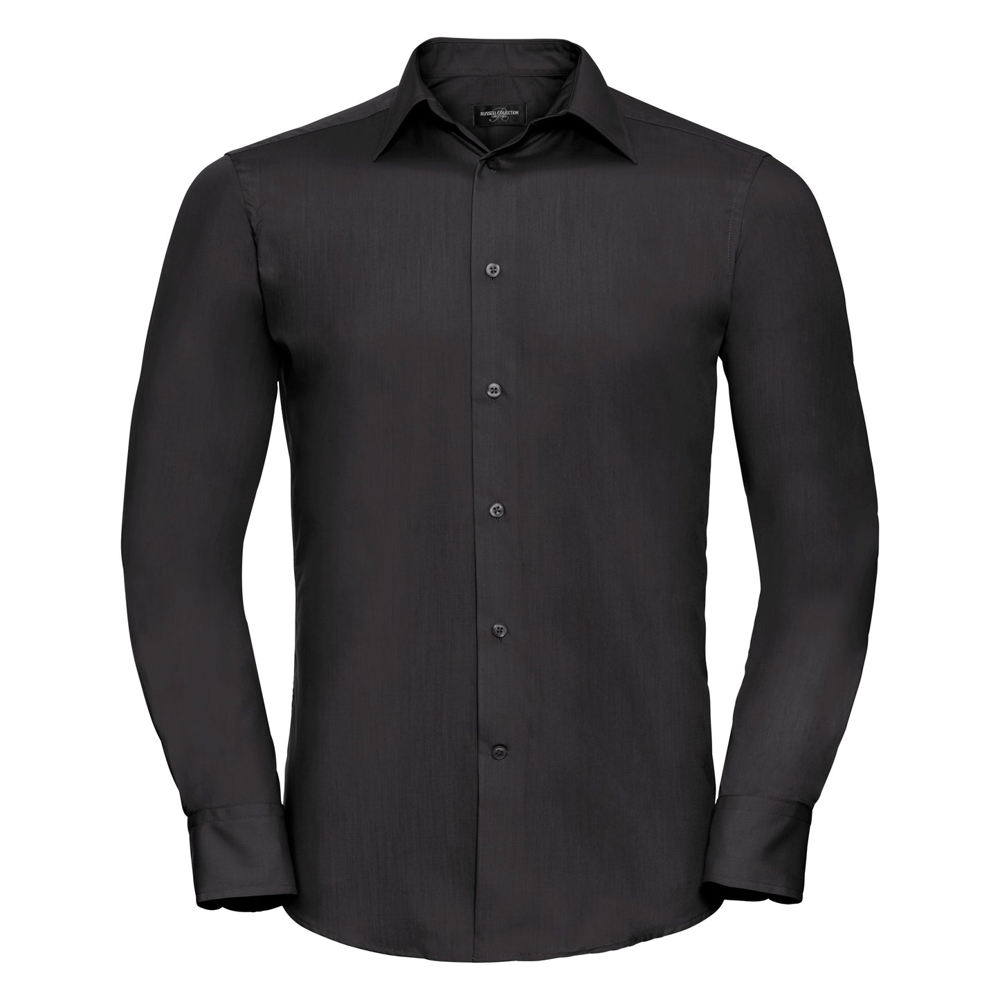 Russell Collection Long Sleeve Polycotton Fitted Poplin Shirt for Men & Women