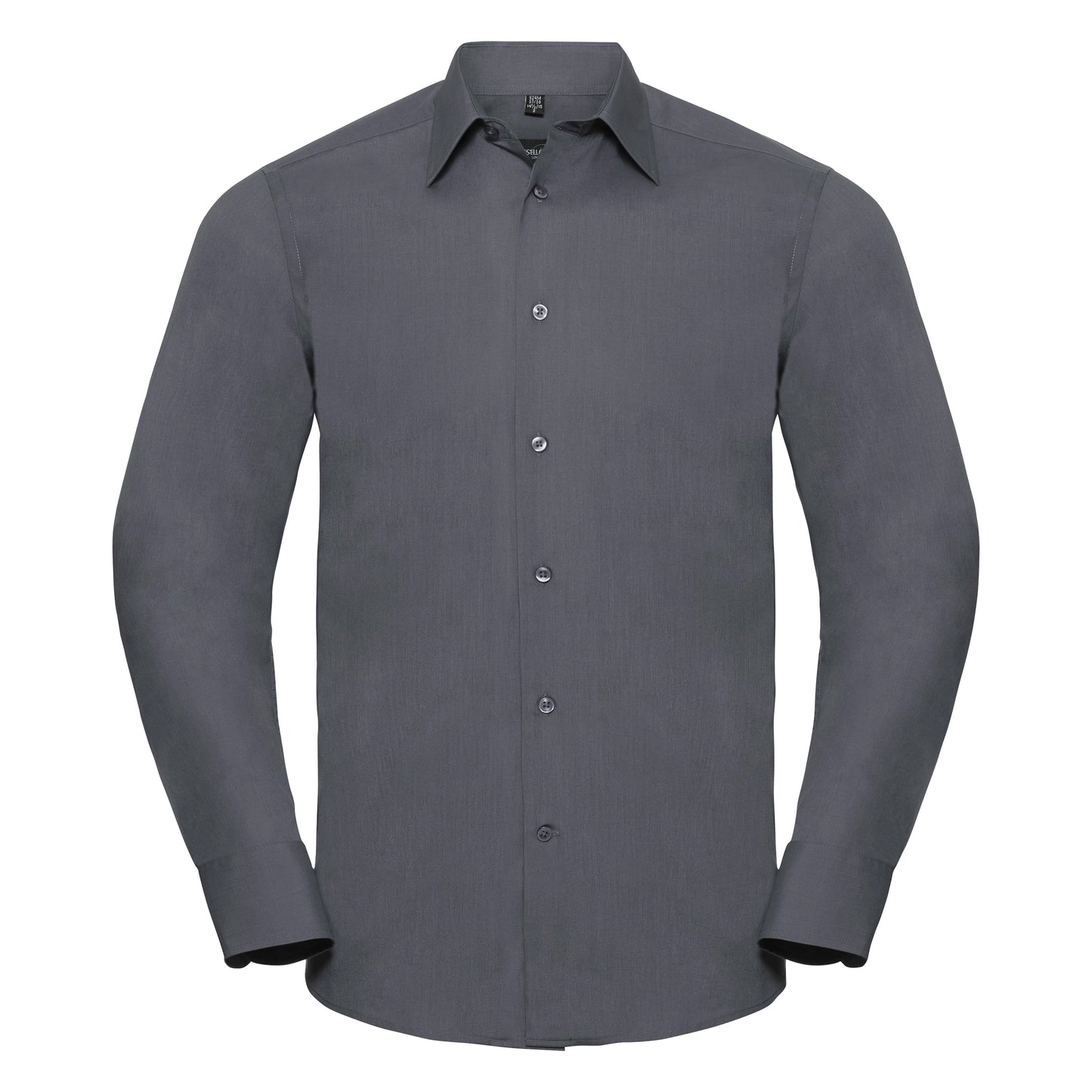 Russell Collection Long Sleeve Polycotton Fitted Poplin Shirt for Men & Women