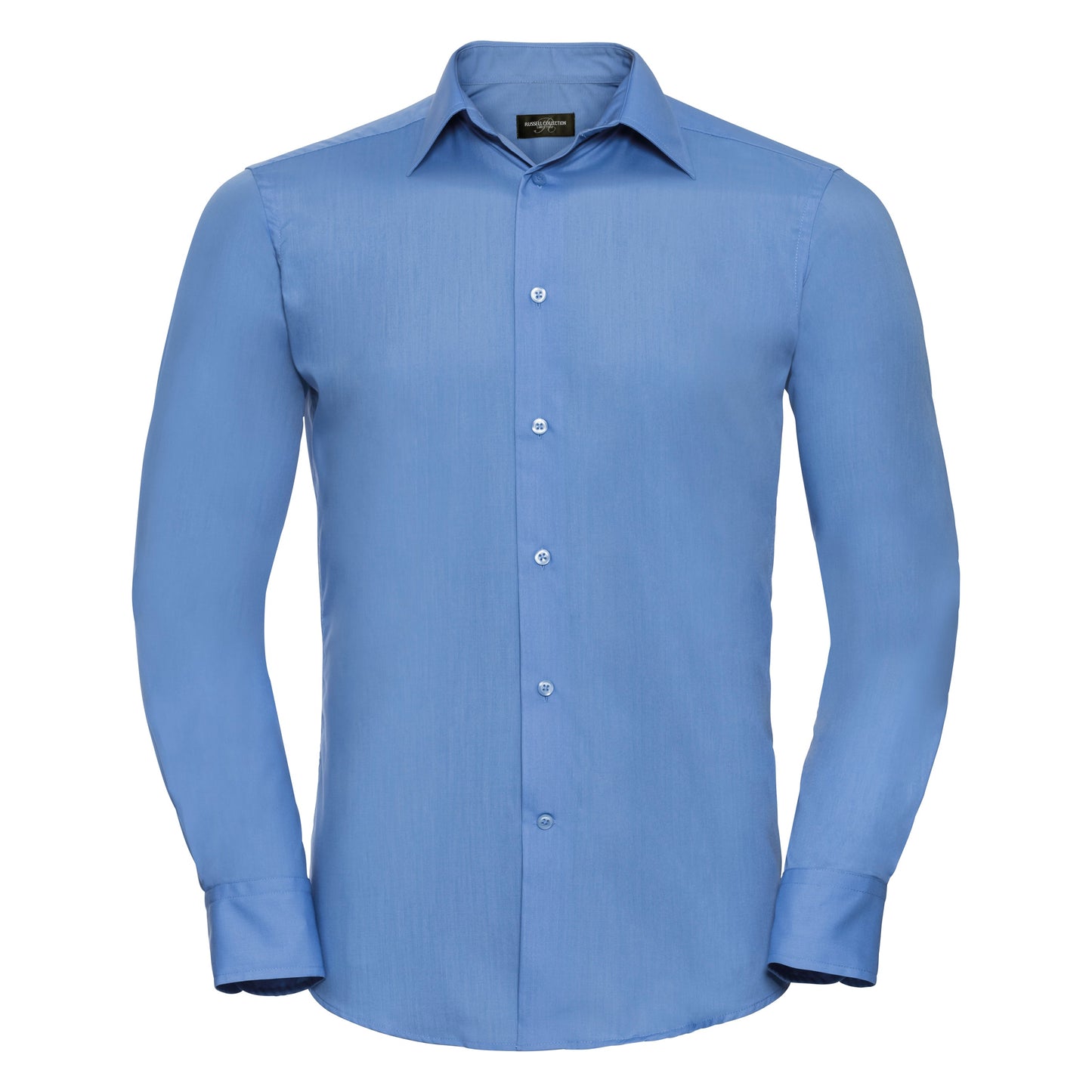 Russell Collection Long Sleeve Polycotton Fitted Poplin Shirt for Men & Women