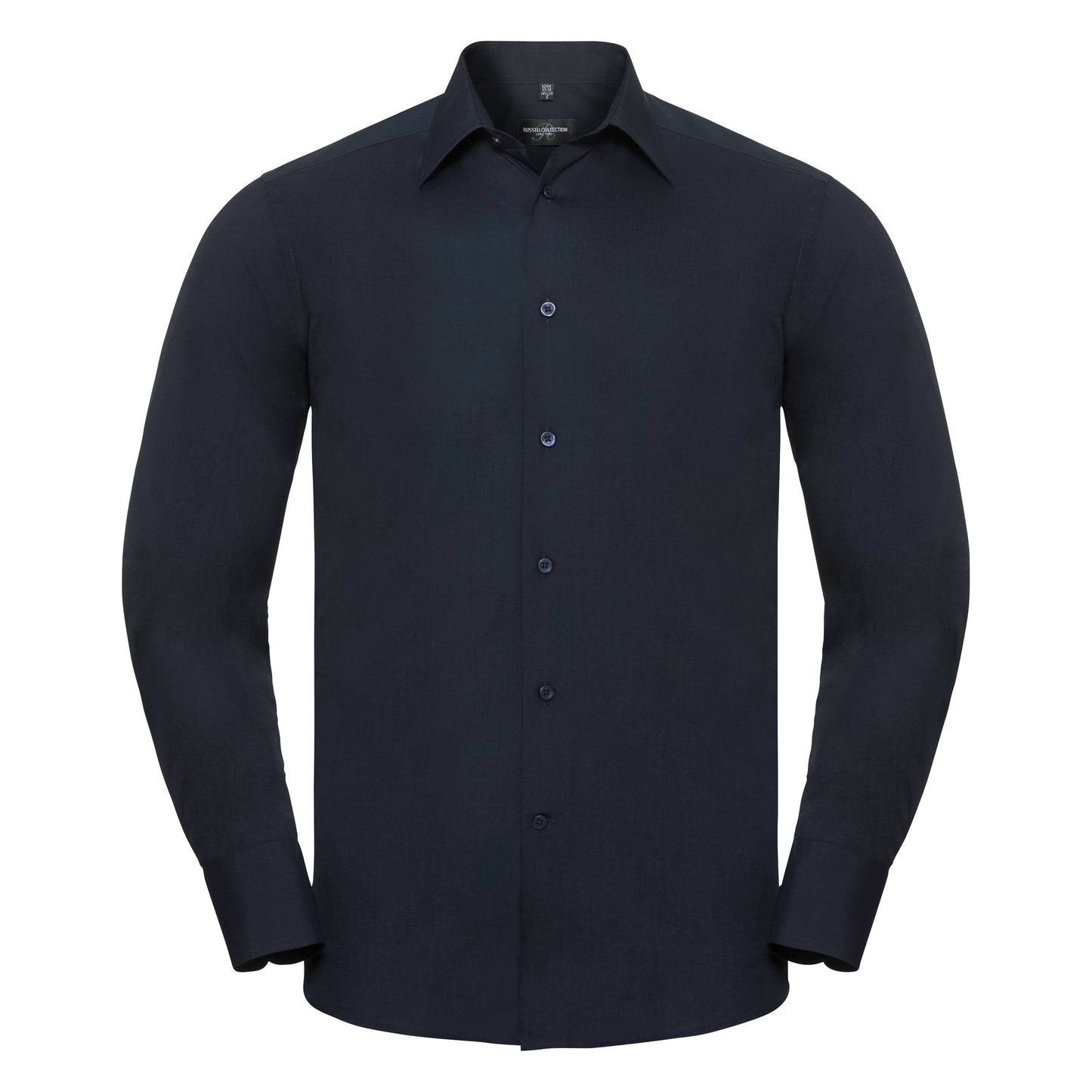Russell Collection Long Sleeve Polycotton Fitted Poplin Shirt for Men & Women