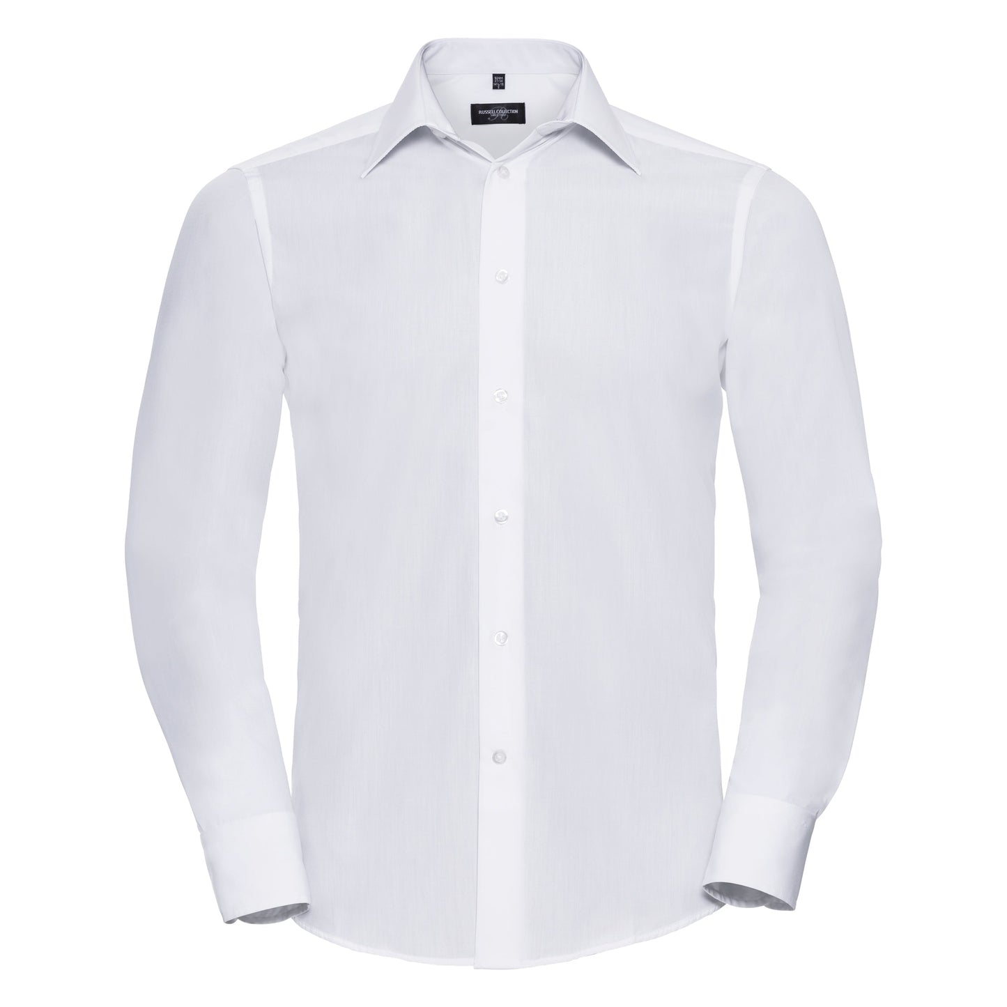 Russell Collection Long Sleeve Polycotton Fitted Poplin Shirt for Men & Women