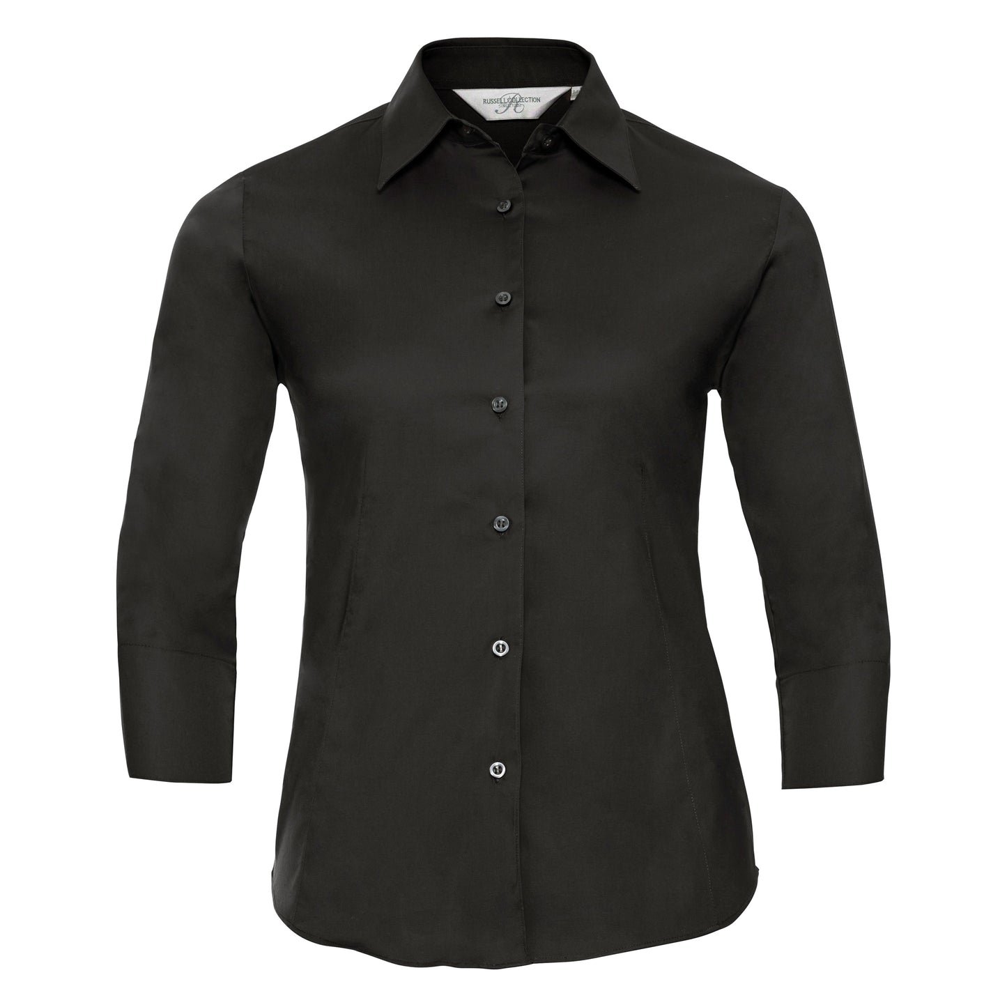 Russell Collection Women's Â¾ Sleeve Fitted Shirt, Cotton Blend, Modern Fit