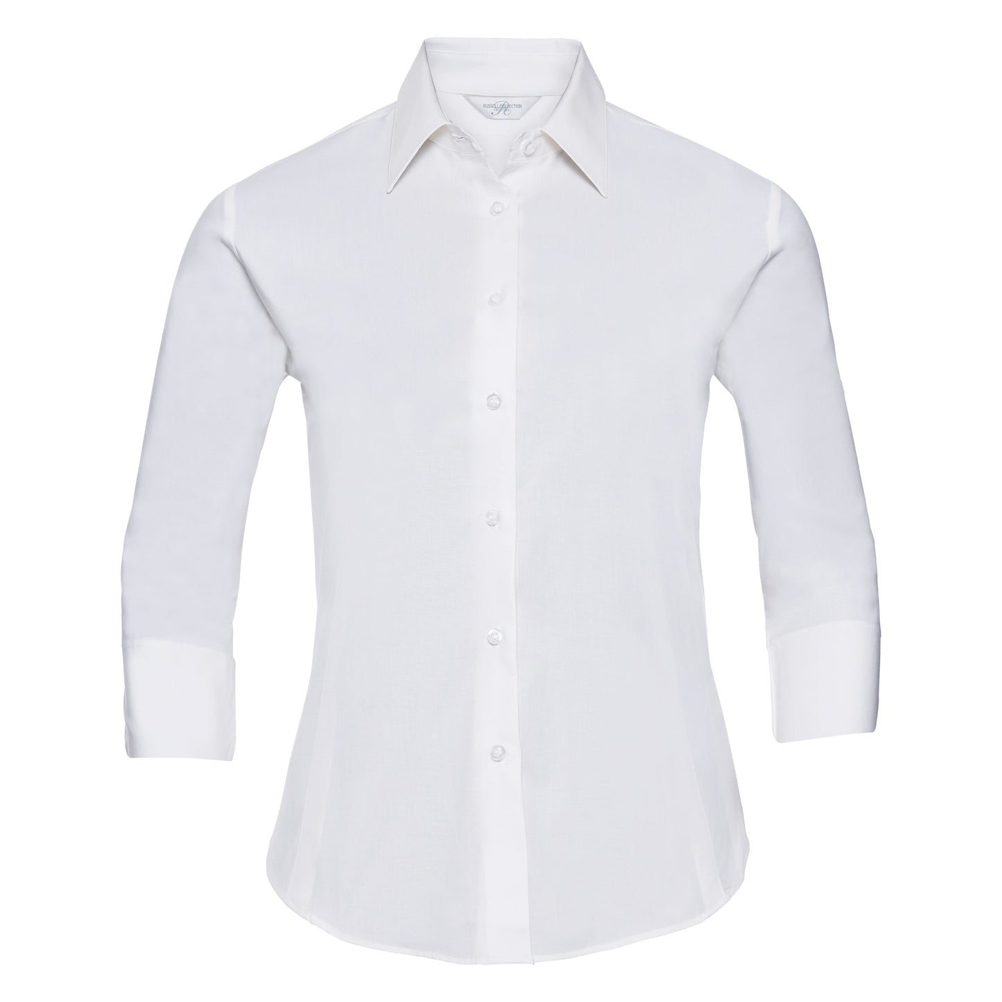 Russell Collection Women's Â¾ Sleeve Fitted Shirt, Cotton Blend, Modern Fit