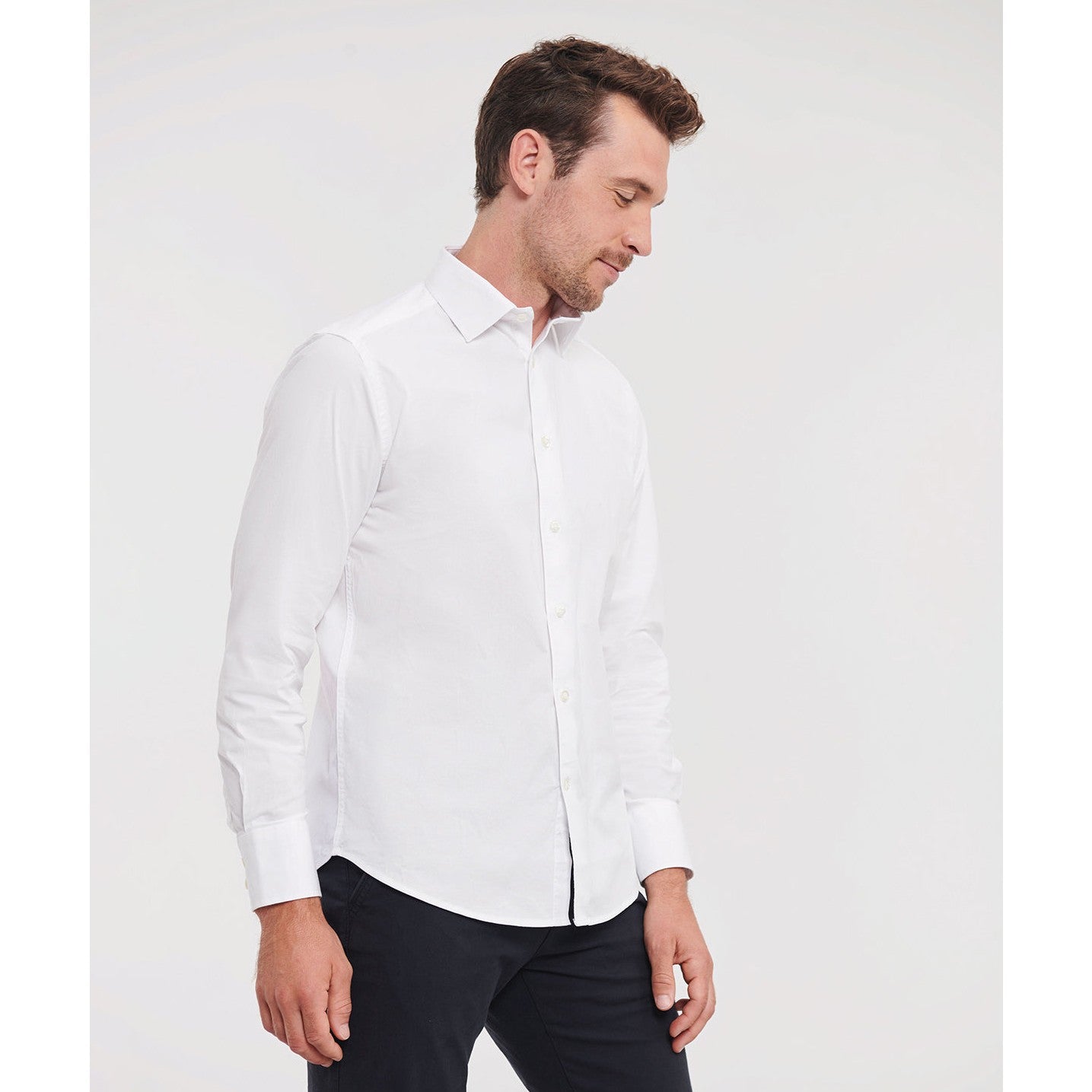 Russell Collection Long Sleeve Fitted Shirt Cotton Stretch Modern Design