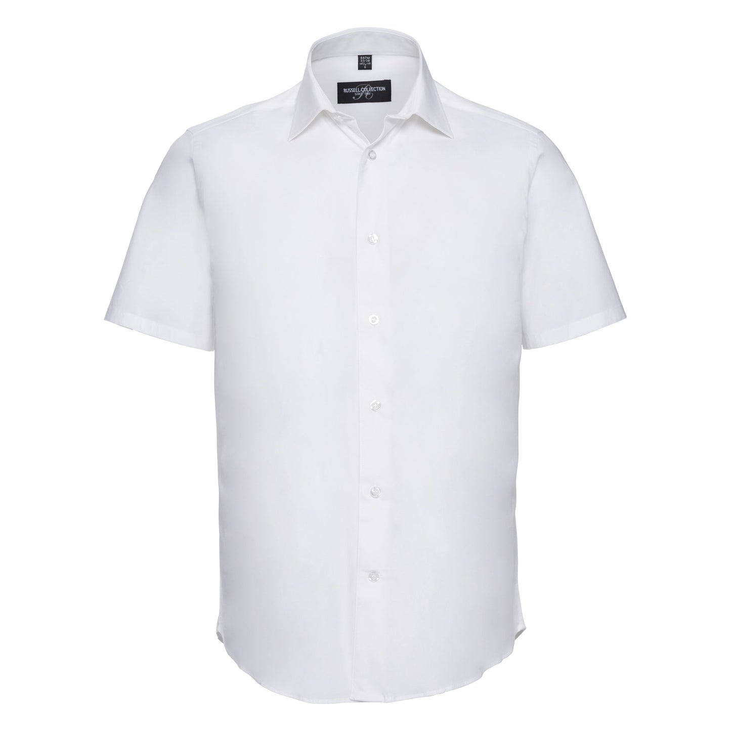 Russell Collection Fitted Short Sleeve Easycare Shirt Semi-Cutaway Collar