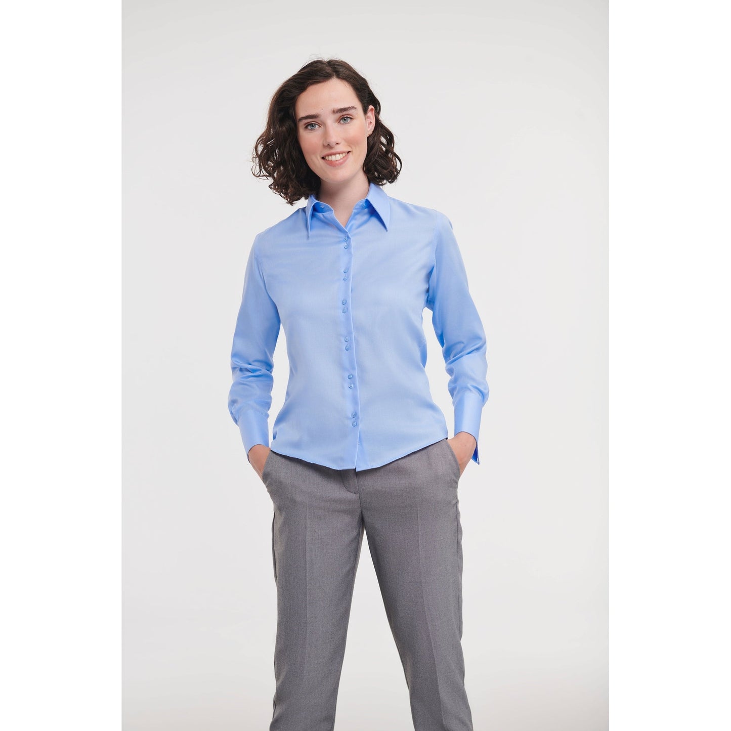Russell Europe Women's Long Sleeve Non-Iron Shirt Contemporary Fit Cotton
