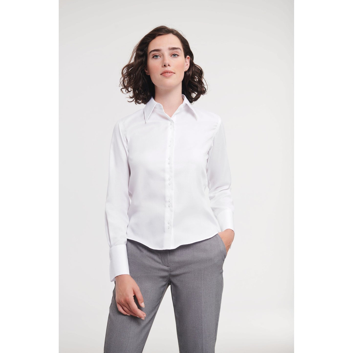 Russell Europe Women's Long Sleeve Non-Iron Shirt Contemporary Fit Cotton