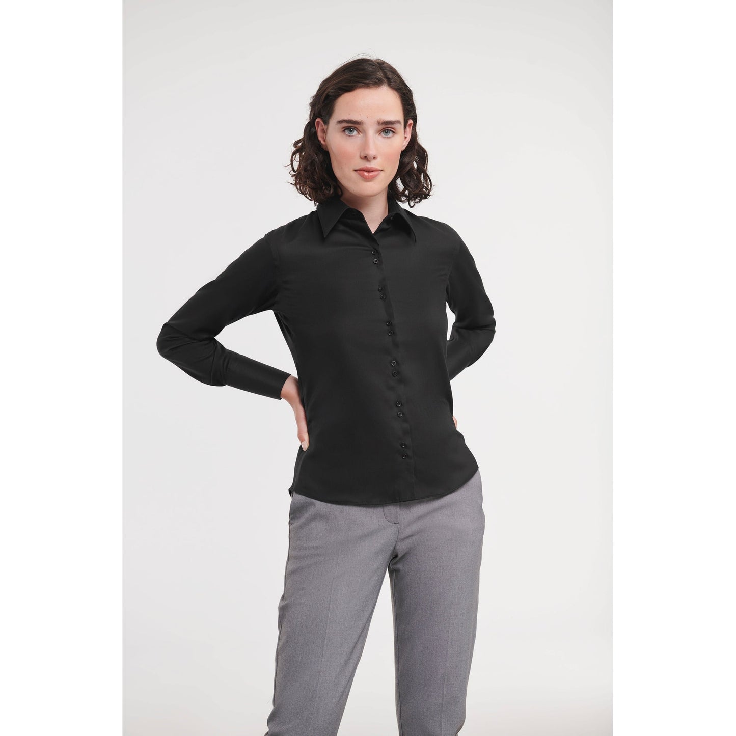 Russell Europe Women's Long Sleeve Non-Iron Shirt Contemporary Fit Cotton