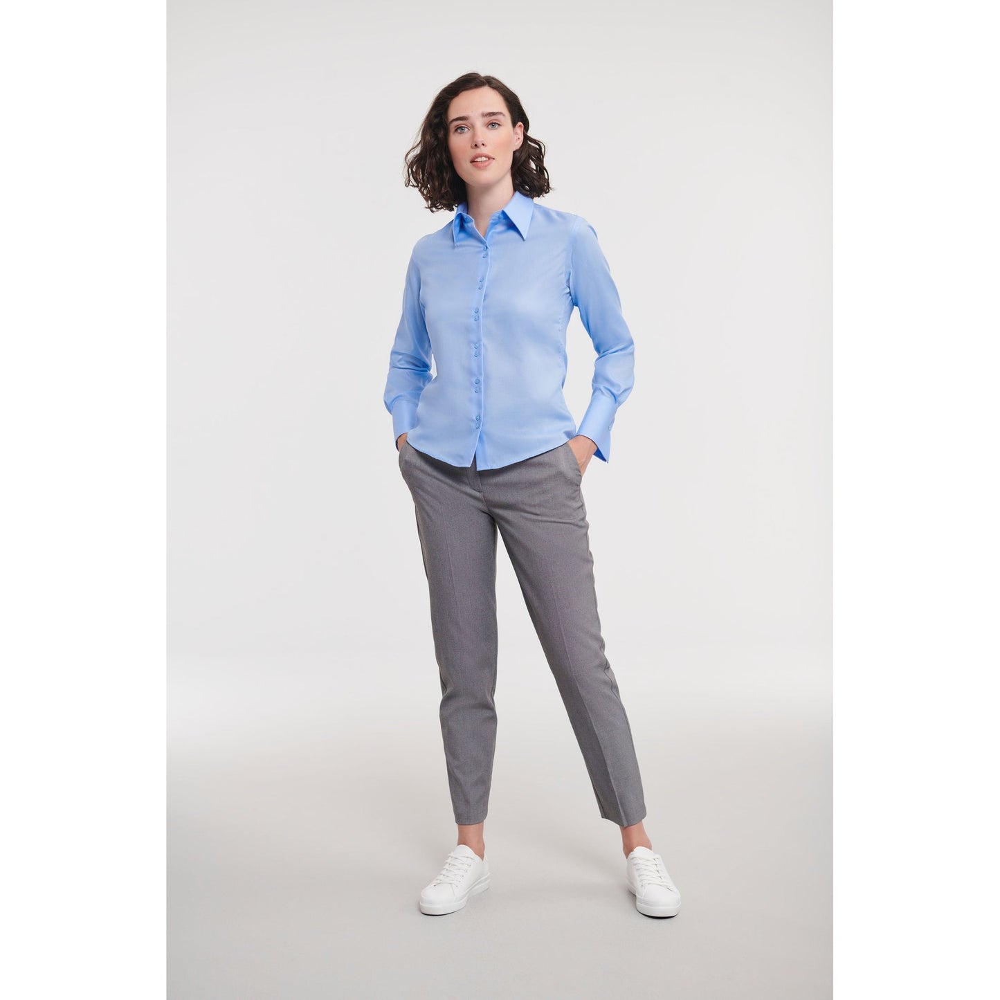 Russell Europe Women's Long Sleeve Non-Iron Shirt Contemporary Fit Cotton