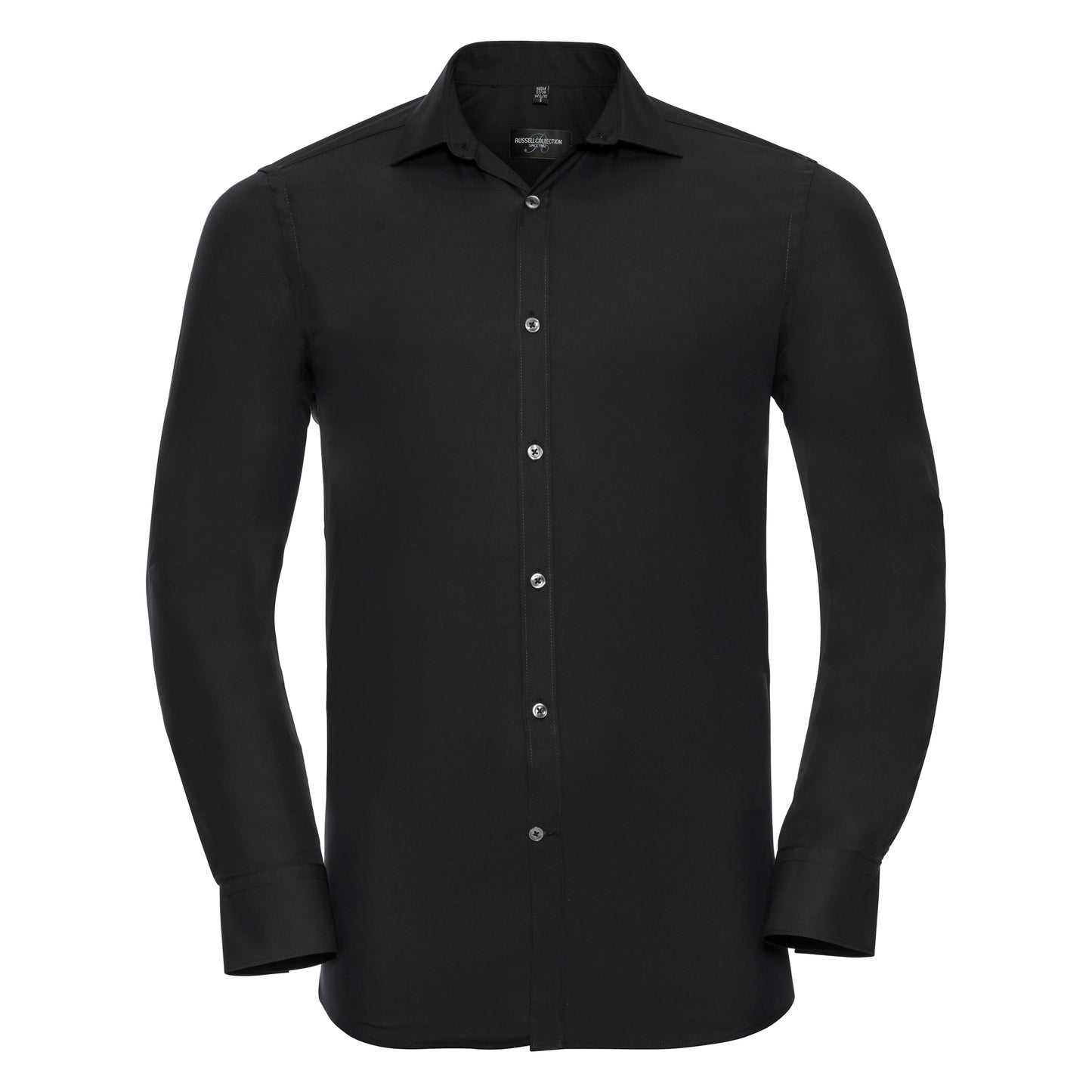 Russell Collection Long Sleeve Stretch Shirt Fitted Cotton Lycra T400Â® Fabric