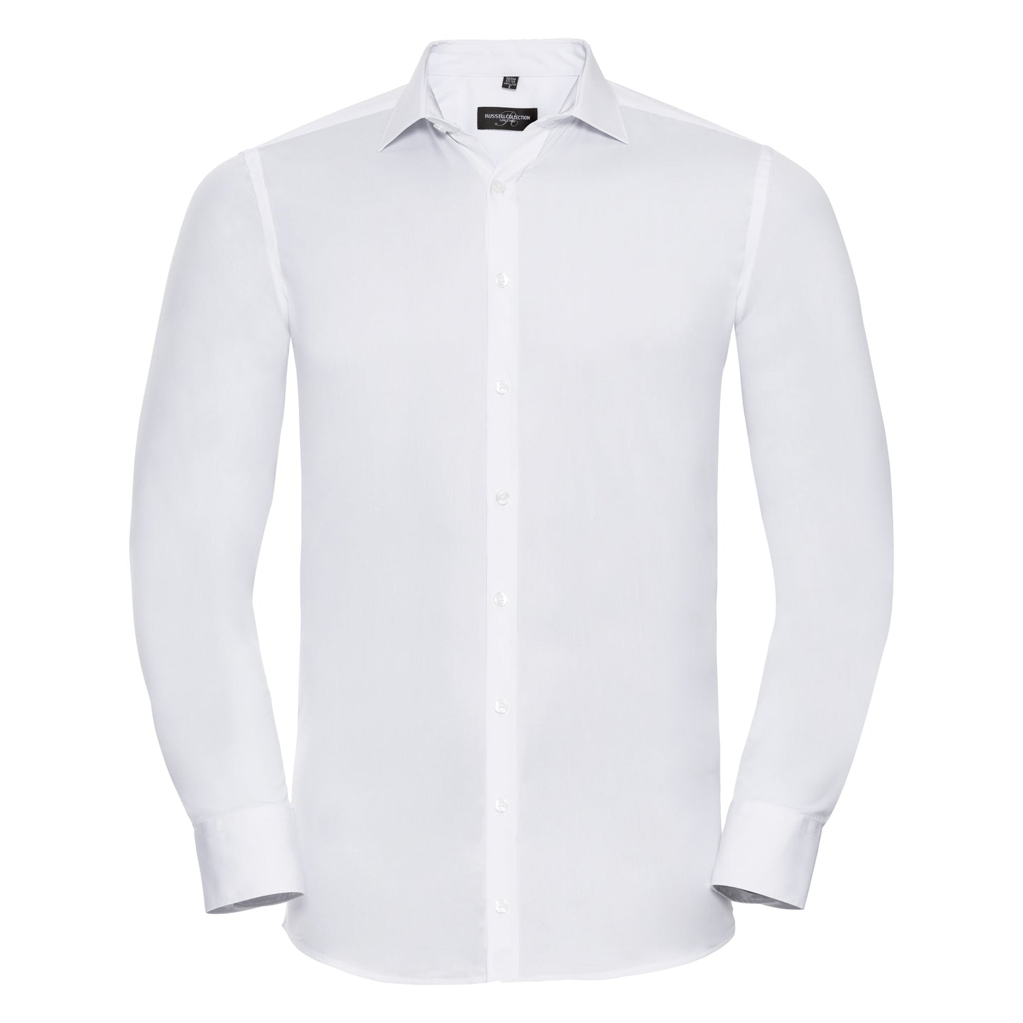 Russell Collection Long Sleeve Stretch Shirt Fitted Cotton Lycra T400Â® Fabric