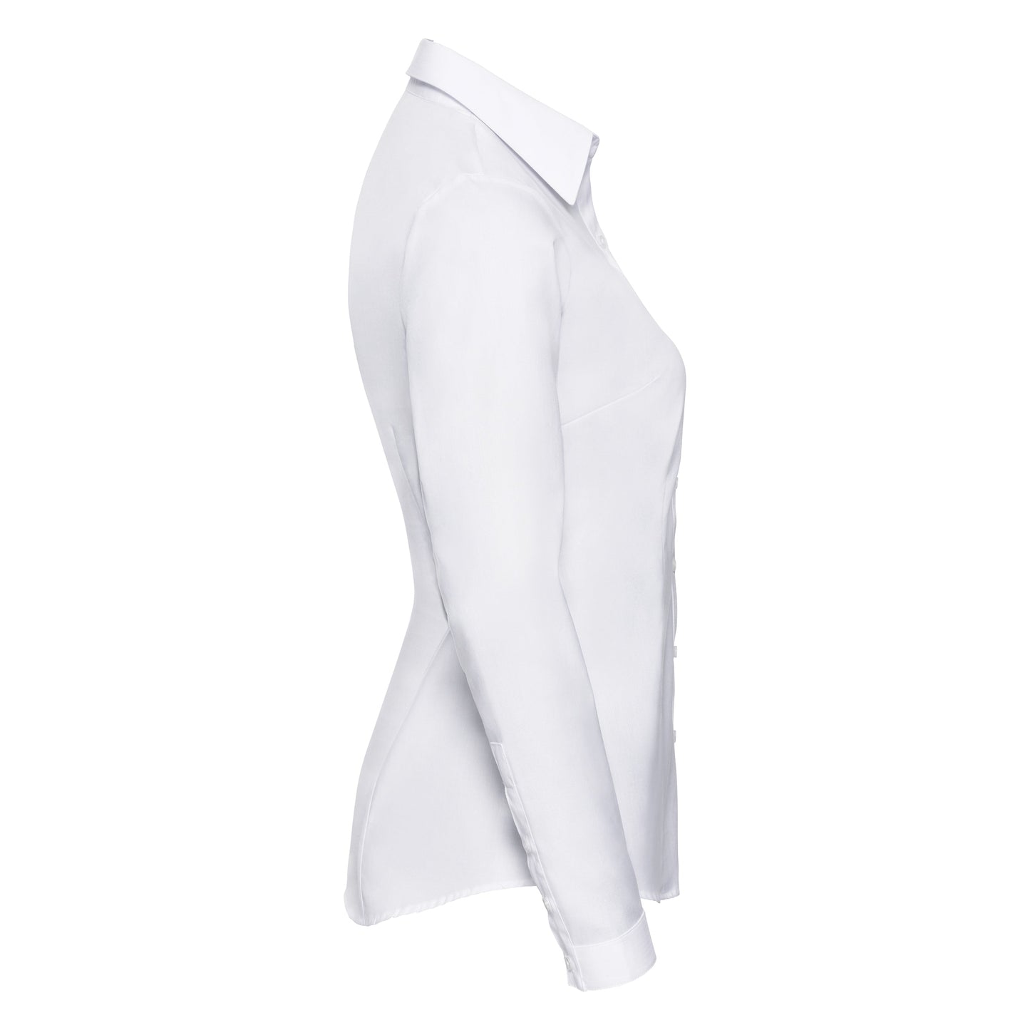 Russell Collection Women's Long Sleeve Herringbone Shirt Fitted Cotton Blend