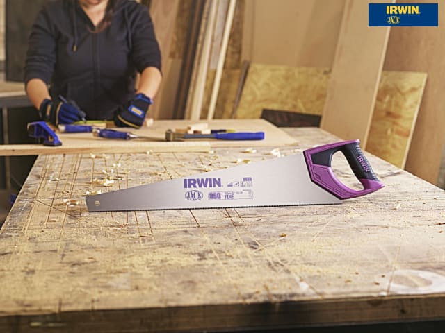 IRWIN Jack 990UHP Fine Handsaw 550mm Soft Grip 11/12 TPI Ideal for Plywood