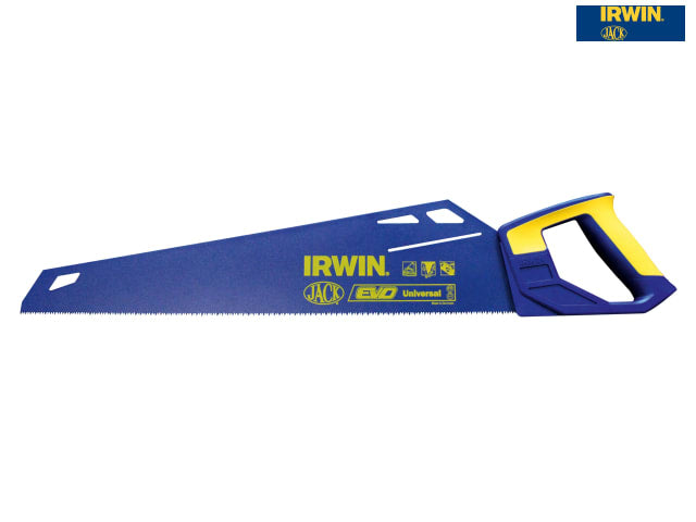 IRWIN Jack Evo 485mm Coated Saw 10 TPI PTFE Hard Point Teeth Soft Grip Handle