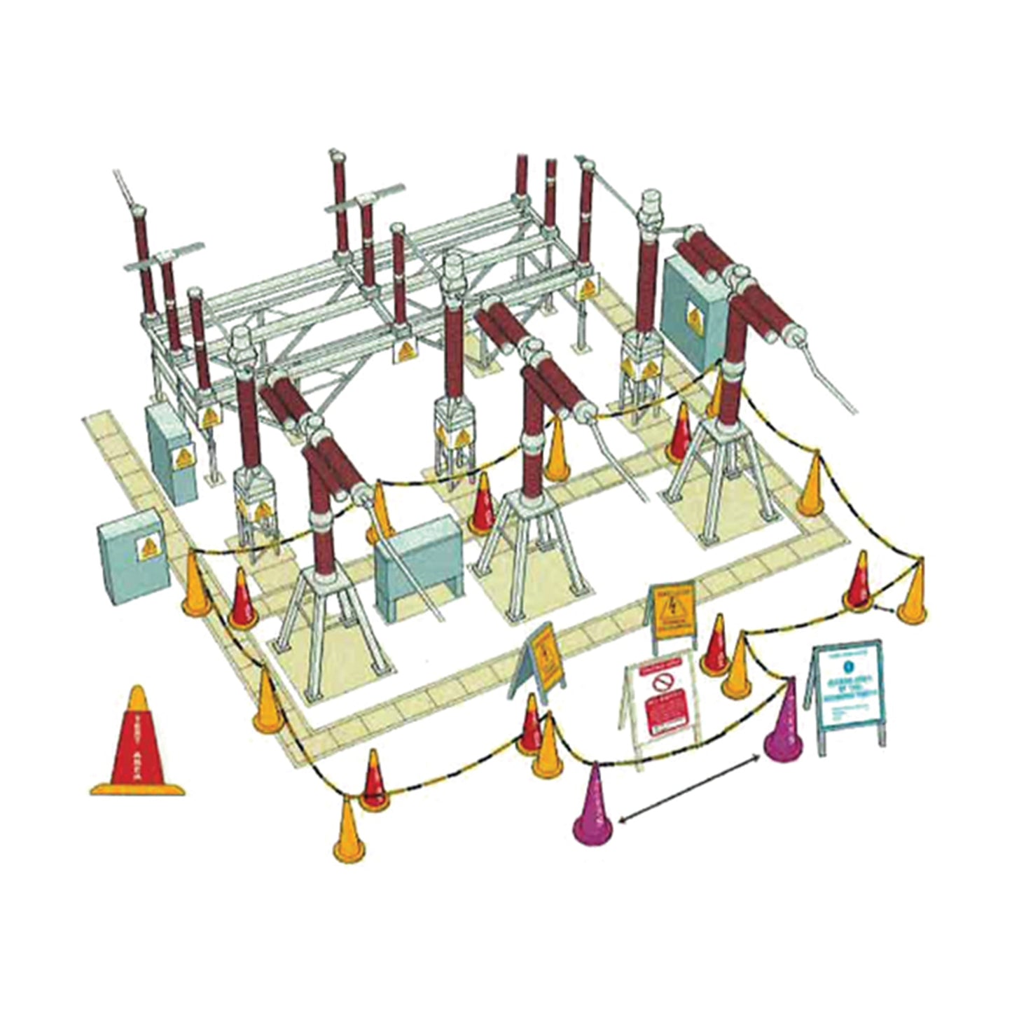 JSP Chain Holding Quad Cone 1m with Integral Chain Holder for Events Substations
