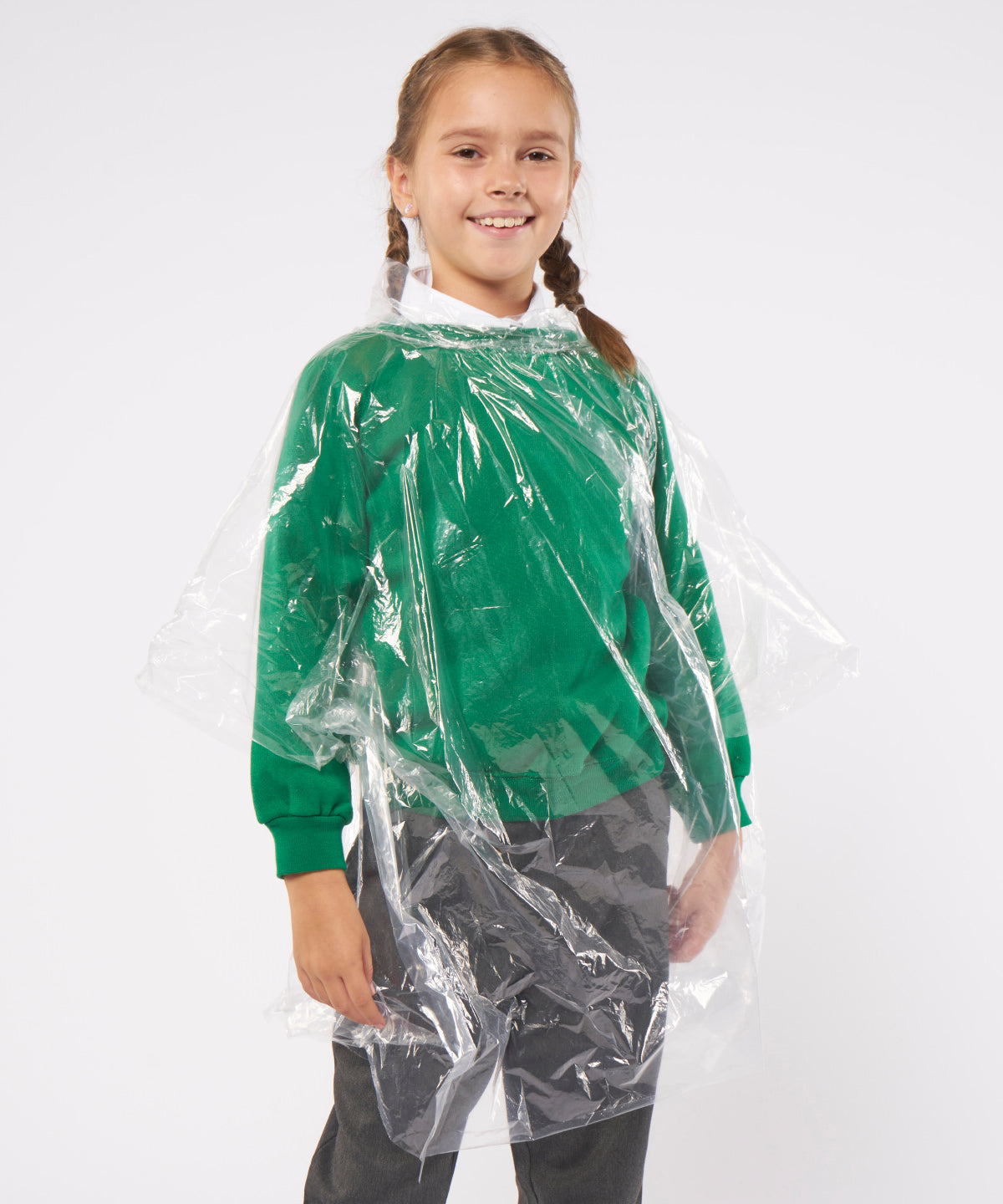 Kids Emergency Hooded Plastic Poncho Lightweight Reusable Waterproof 40"x60"