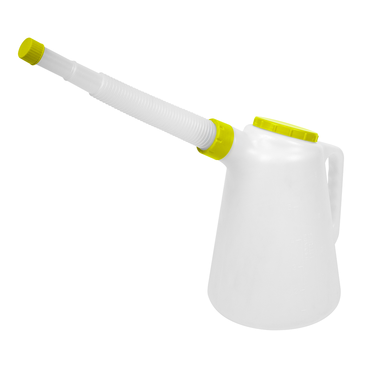 Sealey 5L Oil Container with Lime Lid Flexible Spout Polyethylene Jug