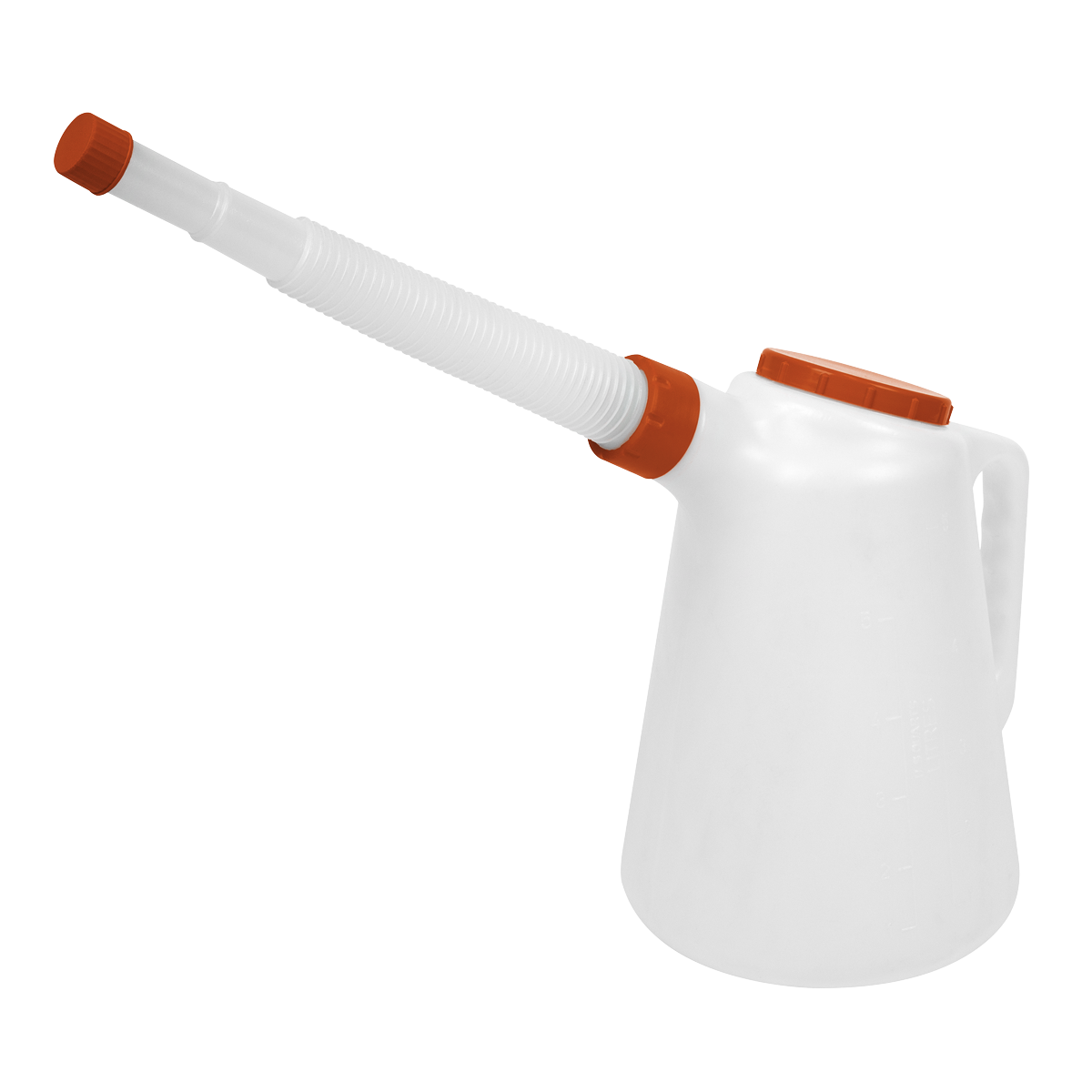 Sealey 5L Oil Container with Red Lid Flexible Spout Polyethylene Jug