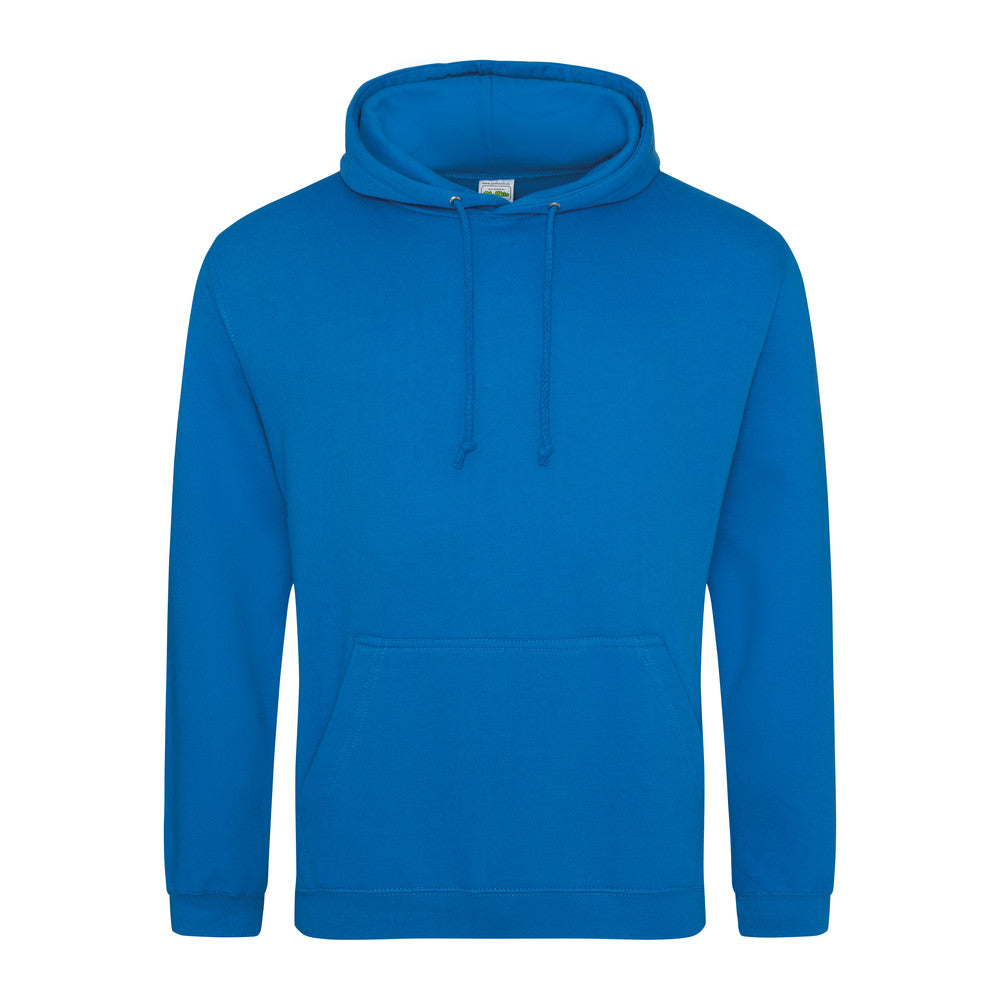 Awdis Just Hoods College Hoodie Sapphire Blue Cotton Blend Kangaroo Pocket