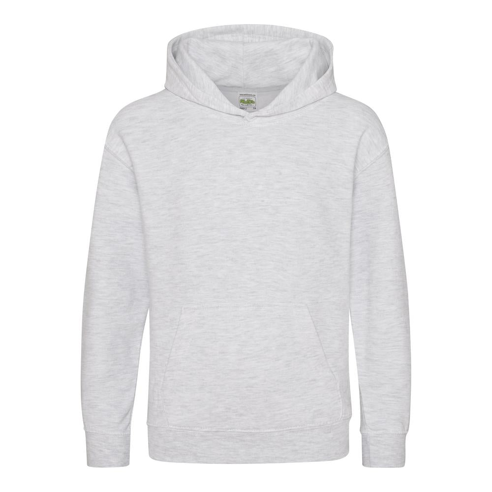 Awdis Just Hoods Kids Hoodie Ash Soft Cotton Pouch Pocket Comfortable Layering