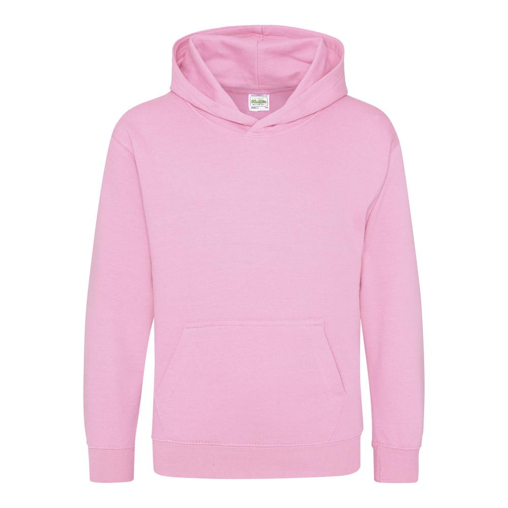 Awdis Just Hoods Kids Hoodie Baby Pink Soft Cotton Pouch Pocket Sizes 1-13