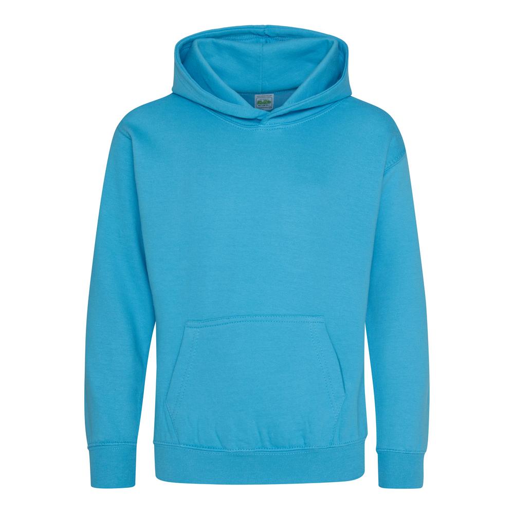 Awdis Just Hoods Kids Hoodie Hawaiian Blue Soft Cotton Pouch Pocket Sizes 1-13