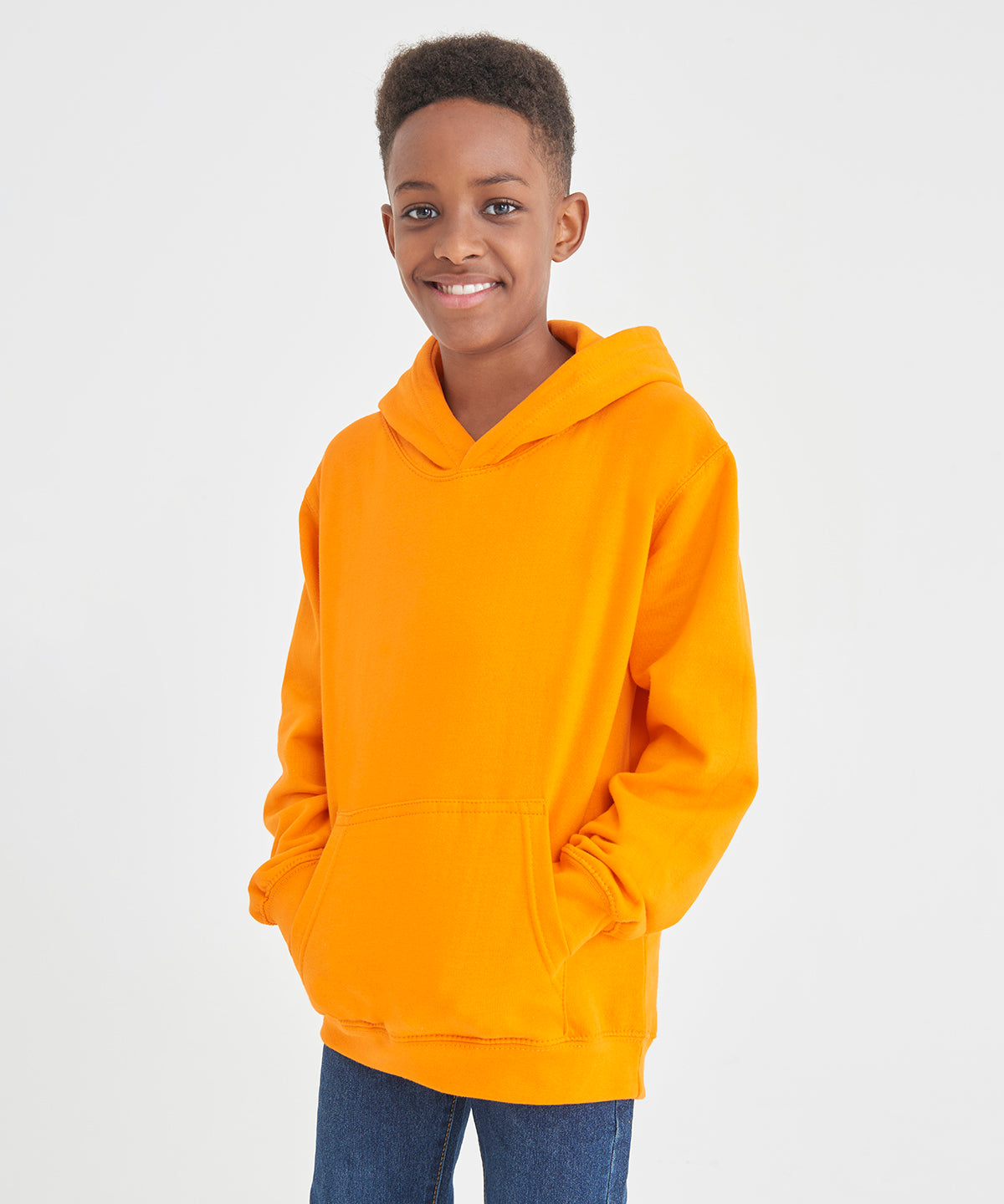 Awdis Just Hoods Kids Hoodie Heather Grey Soft Cotton Pouch Pocket Sizes 1-13