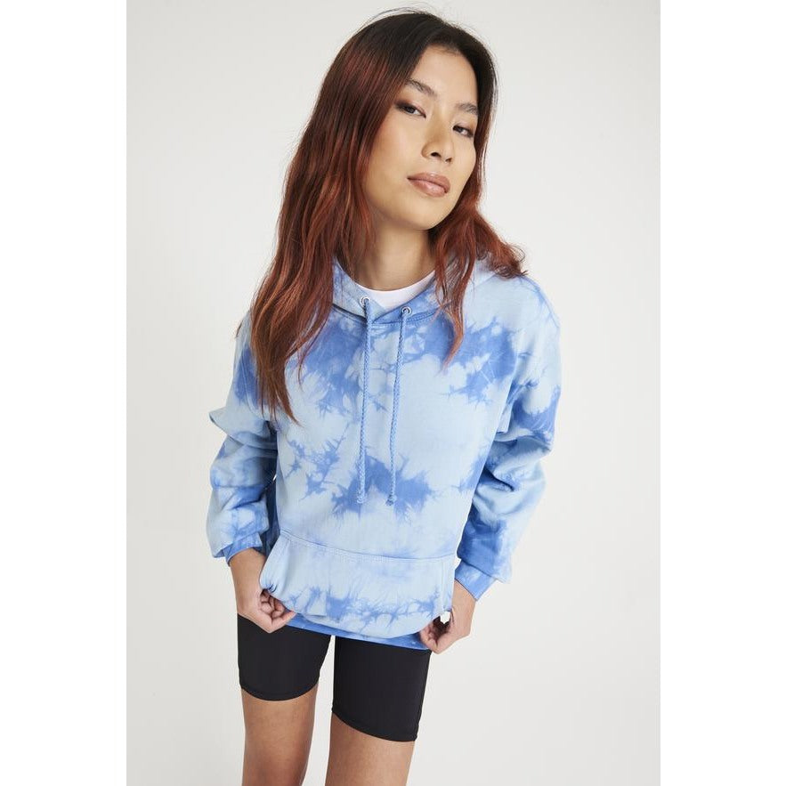 Awdis Just Hoods Tie Dye Hoodie Unique Design Kangaroo Pocket Relaxed Fit