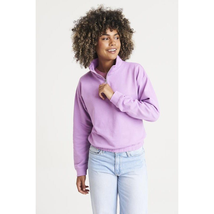 Awdis Just Hoods Women's Cropped Â¼-Zip Sweatshirt Funnel Neck Casual Top